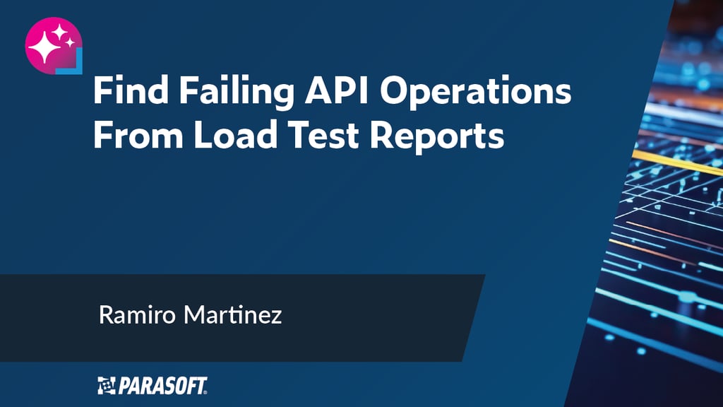 Encuentre operaciones de API fallidas en el informe de prueba de carga con el nombre del orador a continuación y una imagen abstracta a la derecha