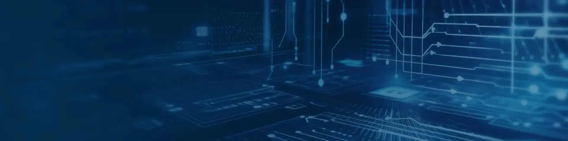 Decorative blue tinted background with technology related shapes