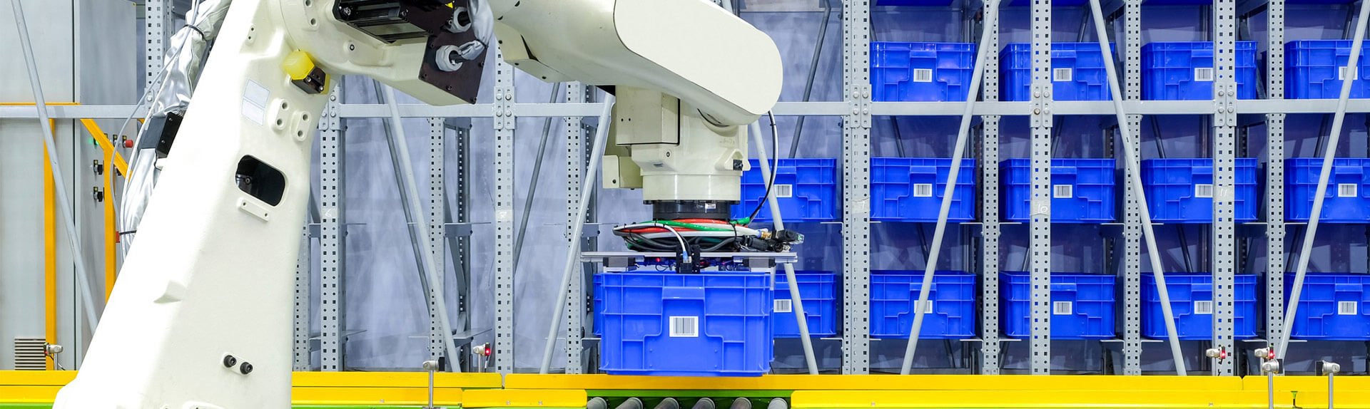 Image of industrial robot in assembly line