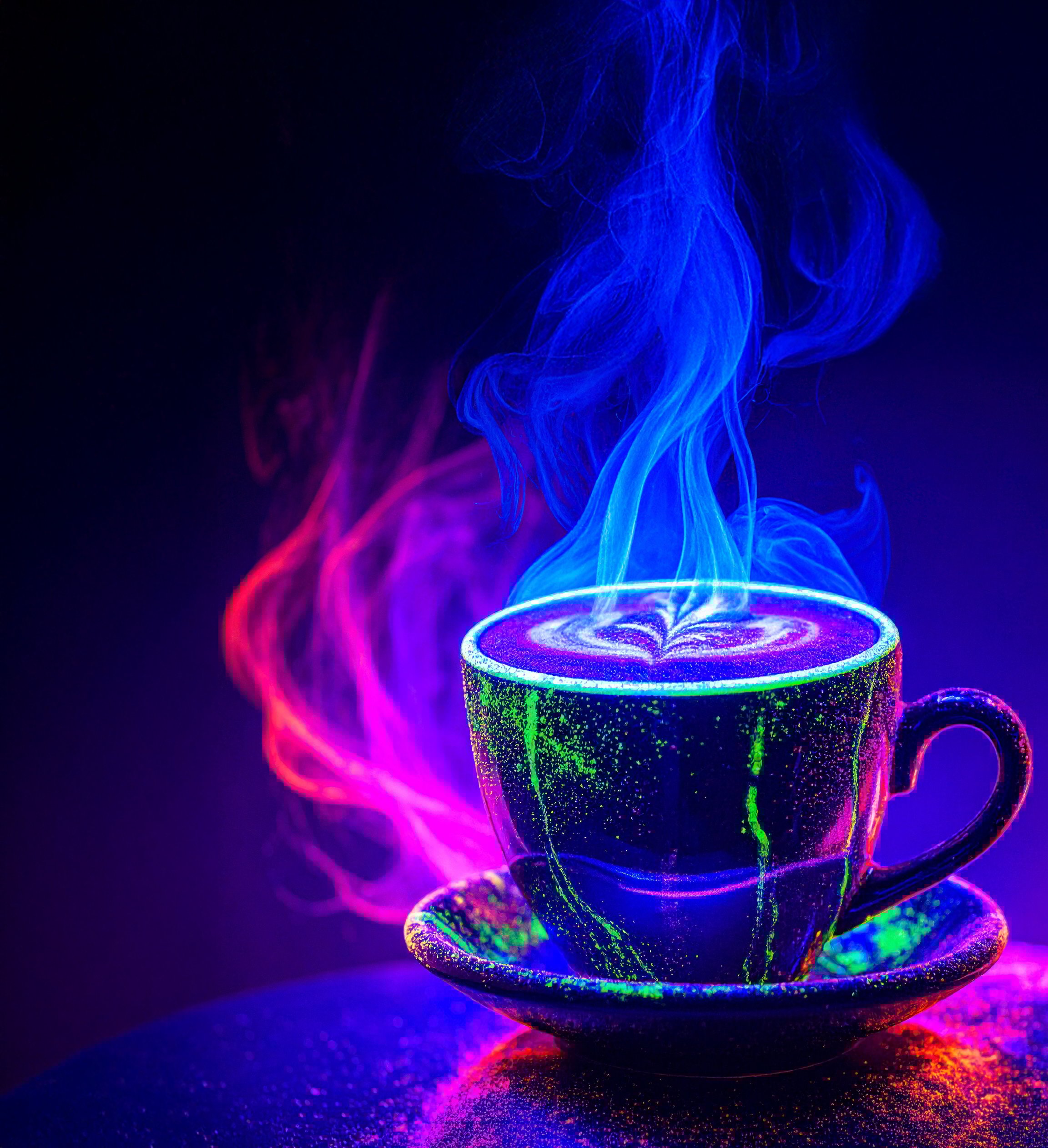 Ultraviolet illustration of Java (coffee) with vibrant colors.