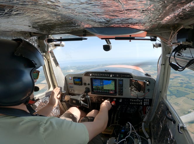 Photo of Ribbit flight testing their autonomous autopilot system.