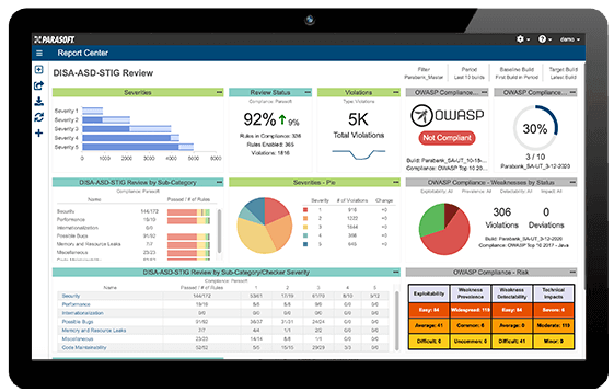 DISA-ASD-STIG dashboard in Parasoft DTP
