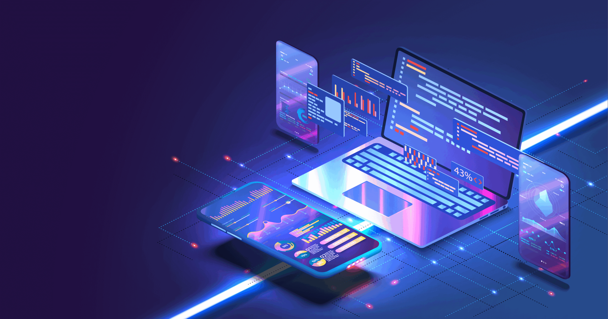 Art vectoriel d'un ordinateur portable affichant des outils d'analyse statique Image d'art vectoriel d'un ordinateur portable affichant des outils d'analyse statique