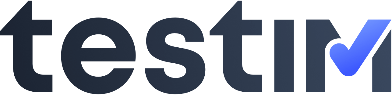 Logo TestIM pour l'automatisation des tests logo de testim avec une coche bleue dans le cadre du M