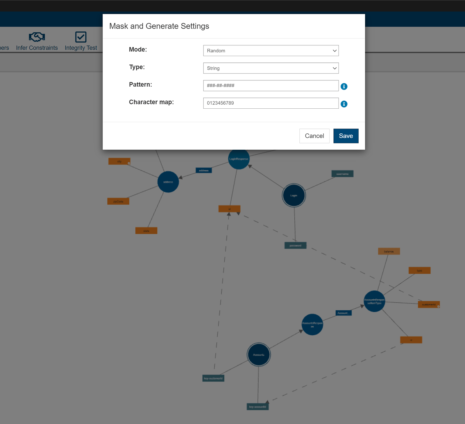 Screenshot of Parasoft CTP UI showing how to mask test data.