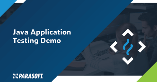 Java Application Testing Demo text on right with Jtest logo on right