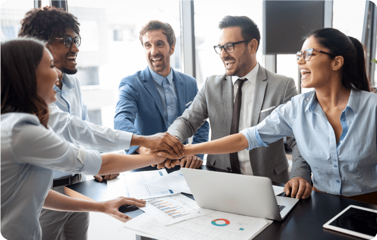 Image of group of people huddling
