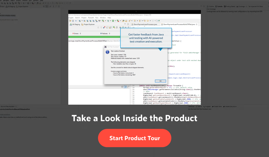 Screenshot of Parasoft Jtest product tour